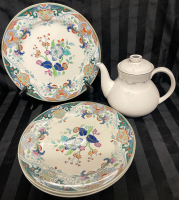 Vintage Royal Doulton Teapot and Plates