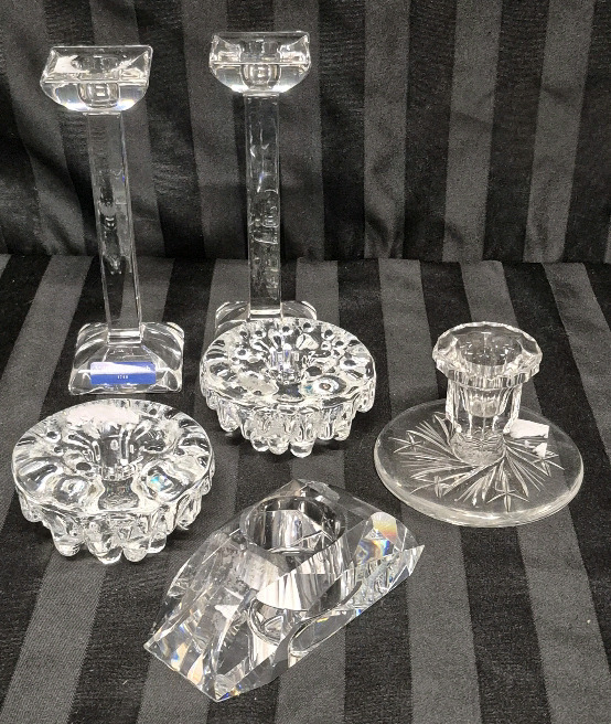 Beautiful Vintage Crystal & Glass Candle Holders - Sweden, Villeroy & Boch +