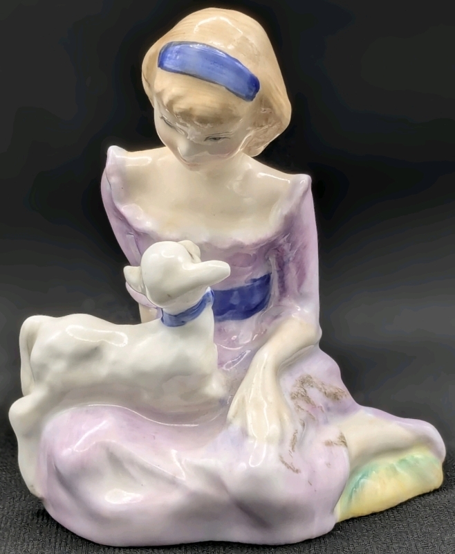 Vintage ROYAL DOULTON "Mary had a Little Lamb" HN2048 Bone China Figure, 3.25" Tall, No Chips or Cracks
