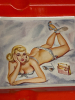 Ashtray Pin Up Model Hack&rsquo;s Garage Saskatchewan Grenfel 160&rsquo;s 20th Century Naughty Bright Orange Red Approximately 4.75 x 3.75 inch - 3