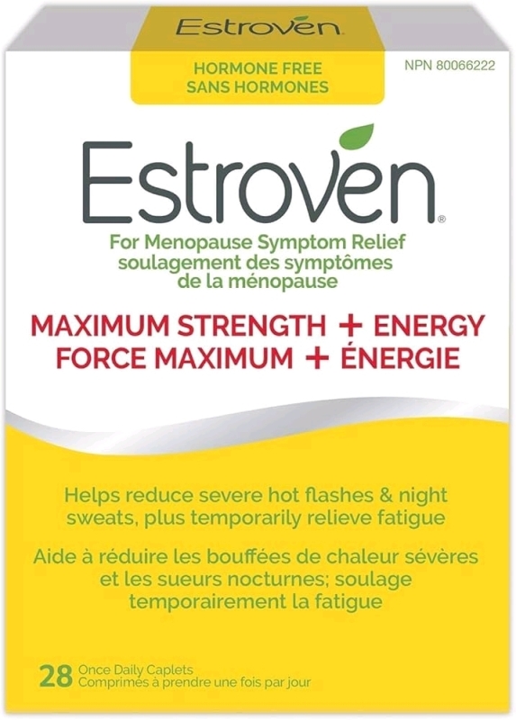 New Sealed ESTROVEN MAXIMUM STRENGTH + ENERGY, Menopause Symptom Relief for Women, Helps Reduce Hot Flashes & Night Sweats, Helps Reduce Irritability & Temporarily Relieve Fatigue, 28 Daily Capsules, EXP 06/2026