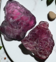 New 2 Natural Rough Garnets - 7.70ct 13.7x 11.8 Natural Purplish Pink Rhodolite Garnet / 6.55ct 12.2 x 11mm Rough Natural Pinkish Purple Rhodolite Garnet
