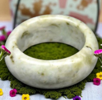 42.92 ct Natural Light Green Jade Untreated Myanmar Gem Ring Wide Band Size 11.25
