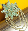 Emerald 1.45ct Sil Brooch Gold Rhodium Plated Dainty 2.9 gram - 3