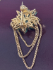 Emerald 1.45ct Sil Brooch Gold Rhodium Plated Dainty 2.9 gram - 6