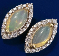 New Opal with CZ 1.25ct Marquis Earrings Gold Rhodium Plated Butterflies Stamped 925 QRT Stunning