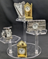 5 Miniature "LES TEMPS" Tabletop Clocks : Vespa, Double Decker Bud, Harp + Up to 2.5" Tall