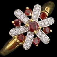 New Garnet White Topaz 0.25ct Gold Rhodium Plated Size 9 weight 3 gram