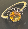 New 925 Sterling Silver Ring Round Citrine 7mm Spinel Natural Gemstone Size 7 Lovely - 6