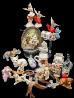 Assorted Vintage Miniatures : USSR Russia Dancers, Limoges Cash Register & Chest, Chinese MudMen, WADE, Japanese Turban-Wearing Accordion Player, Mini Dreamcatcher + Up to 3.5" Tall