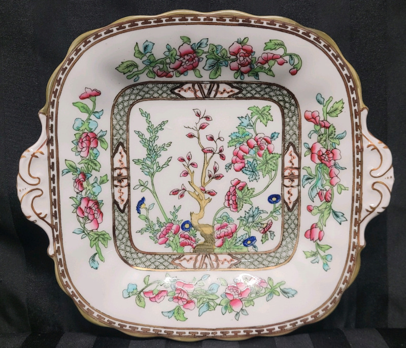 Vintage Coalport " Indian Tree " Handled Serving Plate . Measures 9.5"&times;10.5" . No chips or cracks