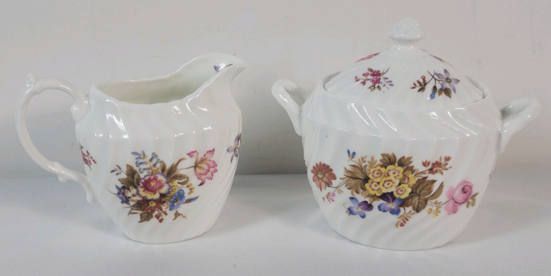 Vintage Aynsley " Summertime " Creamer and Lidded Sugar Bowl. No chips or cracks
