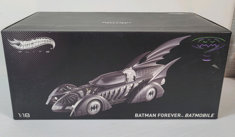 2014 Hotwheels Elite Batman Forever Batmobile Diecast Car , 1:18 Scale . Stock photos used