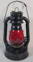 Vintage Dietz NY , USA No.8 Air Pilot Railroad Lantern w/Red Glass Globe . Measures 13" Tall .