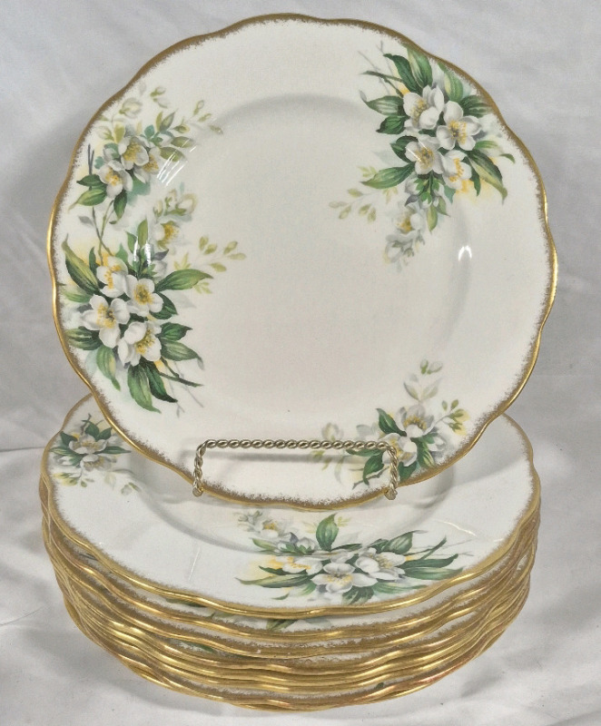 9 Vintage Royal Albert Dinner Plates Orange Blossom Pattern 10.25" Diameter