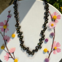 Sterling Natural Black Baroque Pearl Strand Unusual Lovely 925 Sterling Hook Clasp Stamped at both Ends 16 inch