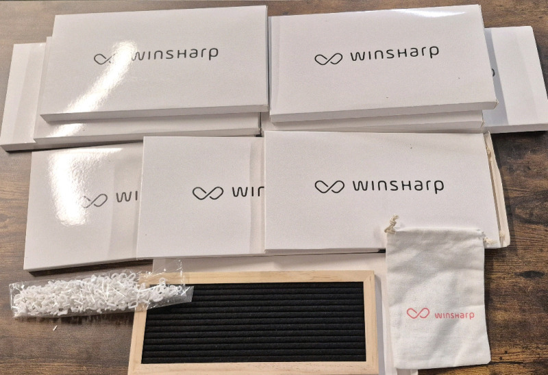 10 New Winsharp 12 by 5" Mini Black Felt Boards with Letters Retail Value $160