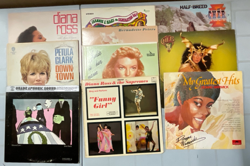 11 Female Artist LPs | Cocal Powerhouses Like CHER, DIANA ROSS plus JOAN BAEZ Double Album Set, BERNADETTE PETERS and more | See Photos for Titles | Scuffs and Scratches Present