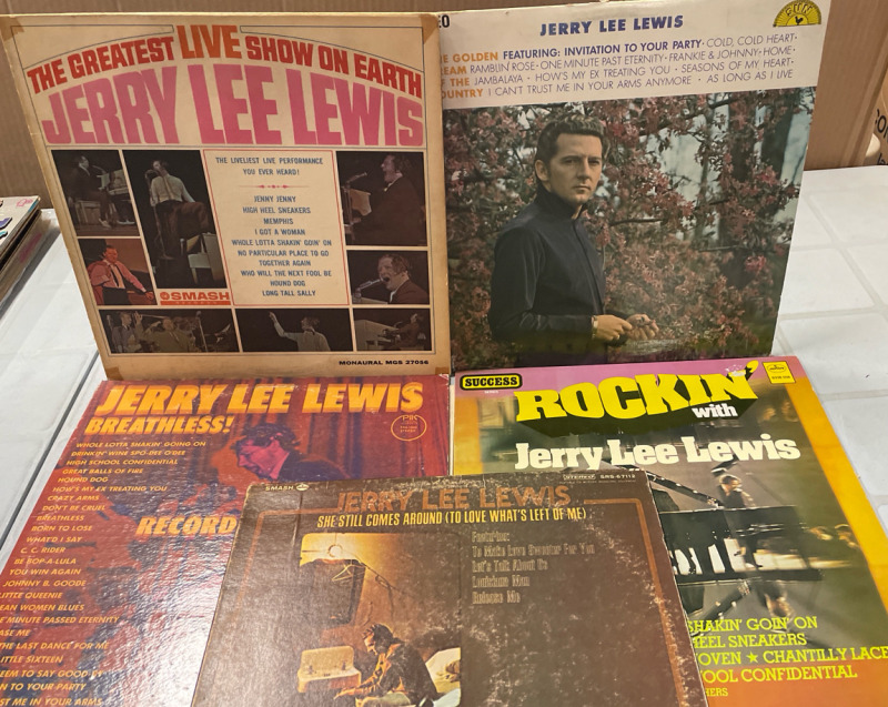 5 Vintage JERRY LEE LEWIS LPs | Songs by The Killer, Himself | See Photos for Titles | Scuffs and Scratches Present