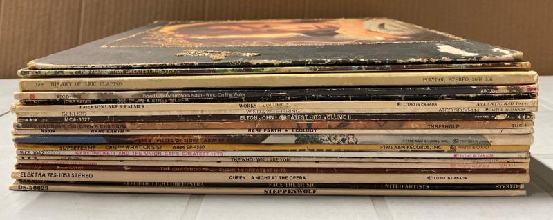 20 CLASSIC ROCK LPs | Various Artists Including Bowie, Queen, Steppenwolf, Elton John, Supertramp and STYX - Pieces of Eight Special Gold Vinyl Edition | See Photos for Titles | Scuffs and Scratches Present