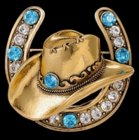Western Hat Brooch Horseshoe with Sparkling Rhinestones Approximately 1.75 x 1.73 inch