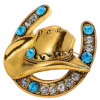 Western Hat Brooch Horseshoe with Sparkling Rhinestones Approximately 1.75 x 1.73 inch - 3