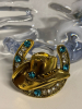Western Hat Brooch Horseshoe with Sparkling Rhinestones Approximately 1.75 x 1.73 inch - 6