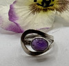 Silver 925 Purple Stone Ring Size 7 Stamped - 2