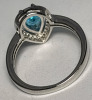 Sterling Silver Blue Teardrop Stone Ring Stamped Size 8.5 - 5