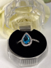 Sterling Silver Blue Teardrop Stone Ring Stamped Size 8.5 - 6