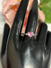 925S Sterling Silver Faceted Pink Stone Heart Ring Prong Set Dide Stones Size 10 - 2