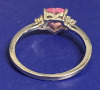925S Sterling Silver Faceted Pink Stone Heart Ring Prong Set Dide Stones Size 10 - 4
