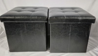 2 Storage Ottomans - Black 12.5" L x 12.5" W x 12" H