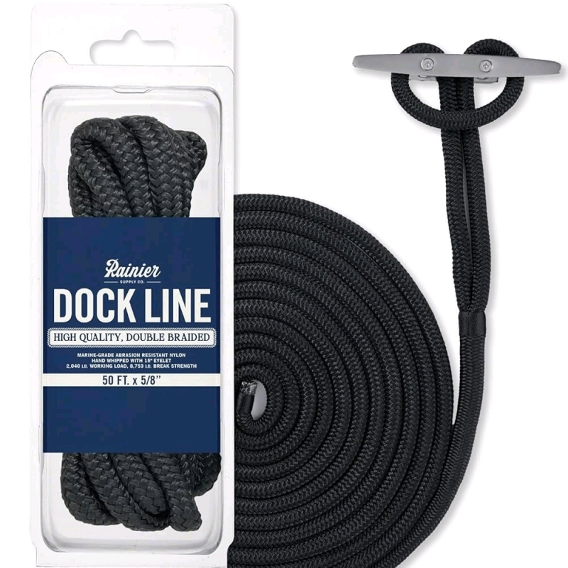 New Rainier Supply Co. Boat Dock Line - 50 ft x 5/8 inch Boat Rope - Premium Double Braided Nylon Dock Rope. Retails for $115