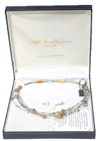 Stunning Fifth Avenue Collection Handmade Multi Strand Necklace with Metallic "Floating" Beads & Magnetic Clasp, 16.5" Long with 2.5" Extension & Original Box