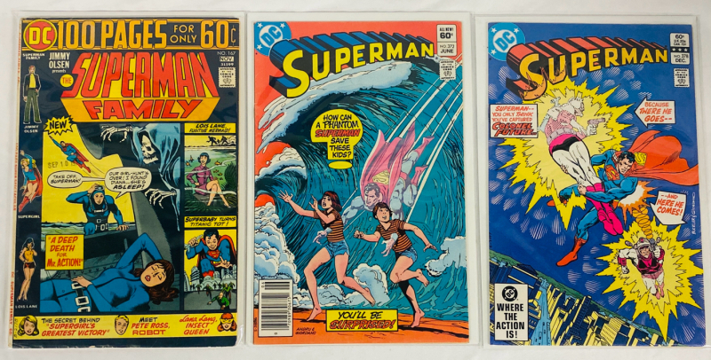 3 Vintage DC Superman Comics, Issues #167, 372, 378