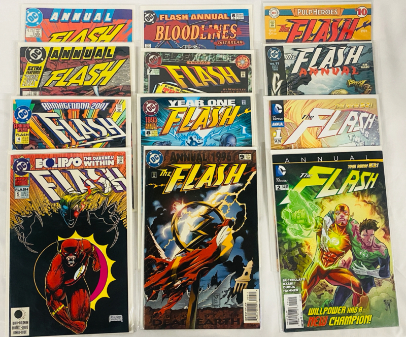 12 Vintage to New - DC The Flash Annual Comics Issues #1-2, 4-11; The Flash New 52 Annual Comics Issues #1-2