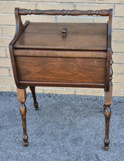 Vintage Wooden Sewing Table Basket - 16" x 12.25" x 26" H