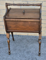 Vintage Wooden Sewing Table Basket - 16" x 12.25" x 26" H