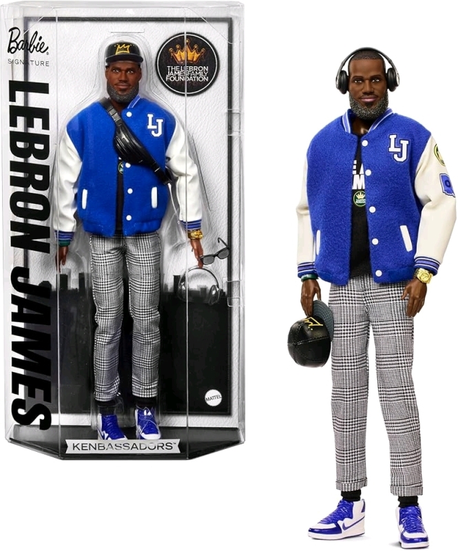 WOW!! New BARBIE Signature LEBRON JAMES Kenbassadors Doll Collectible with Varsity Bomber Jacket Outfit & Accessories Incl Headphones, Sunglasses, & More - Retails Over $120!