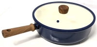 New CAROTE Navy Blue Induction Compatible Cookware for All Cooktops : 11.5" Diameter &times; 3.5" Tall Deep Skillet with Lid