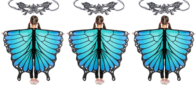3 New Sets MAGIFIRE Kids' Butterfly Wings Capes & Lace Masks - One Size Fits Most Kids