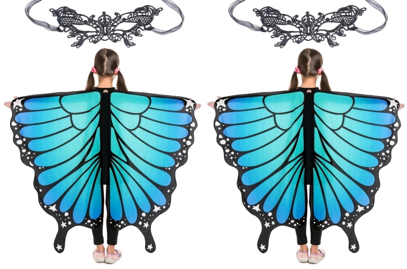 2 New Sets MAGIFIRE Kids' Butterfly Wings Capes & Lace Masks - One Size Fits Most Kids