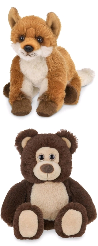 New BEARINGTON Lil' Beau Plush Teddy Bear 7" &lrm;& Lil' Fenton the Red Fox Plush 7"
