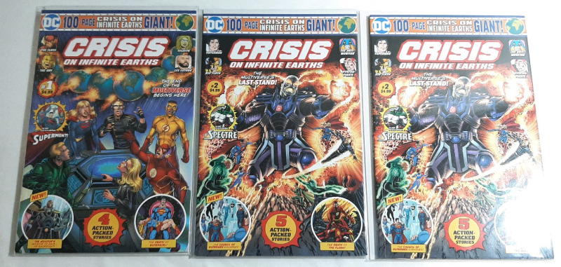 High Grade DC Crisis on Infinite Earths (1998) Comics, Issues #1 & #2 100pg Giant Editions, Includes #2 Duplicate