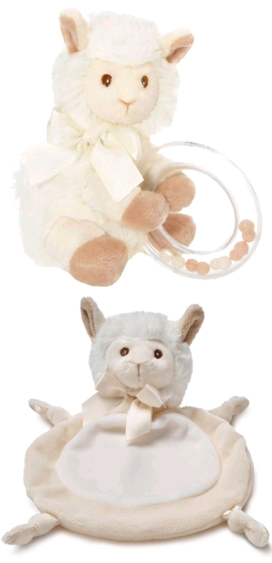 New BEARINGTON BABY Wee Alma 7" Mini Security Blanket Plush & Lil' Alma Shaker Rattle Plush 5.5"