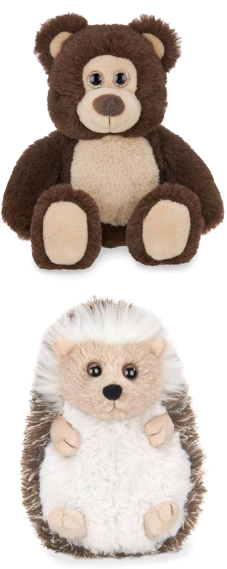 New BEARINGTON Lil' Beau Plush Teddy Bear 7" & Higgy the Hedgehog Plush 5.5"