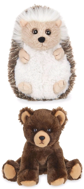 New BEARINGTON Lil' Grizby Grizzly Bear Plush 7" & Higgy the Hedgehog Plush 5.5"