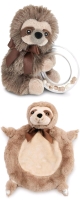 New BEARINGTON BABY Wee Speedster the Sloth Lovey Plush Mini Blanket 7" & Lil's Speedy The Sloth Shaker Plush Rattle Toy 5.5" | Retails Over $50
