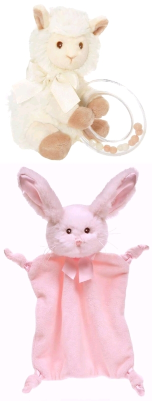 New BEARINGTON Baby Lil&rsquo; Alma the Llama Stuffed Animal Rattle 5.5&rdquo; & Wee Cottontail Lovey Mini Blanket Plush 7"